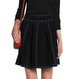 NWT Maje Jerome Skirt Heavy Knit High Waist Jacquard Pleated Mini Sz L